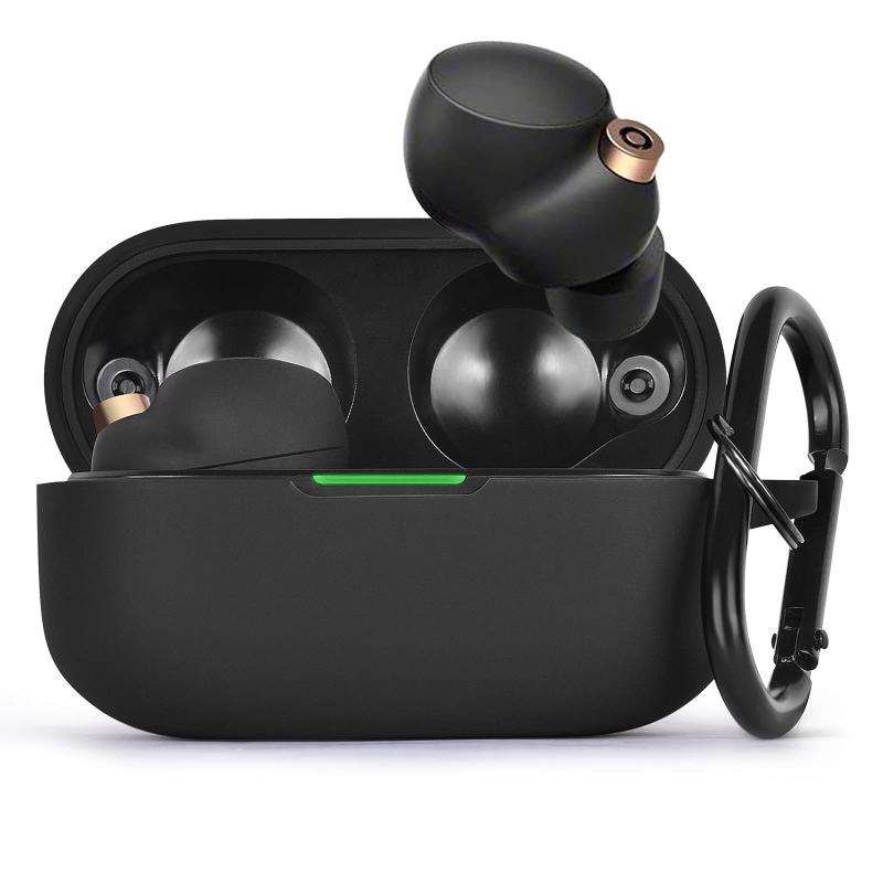 AIRSPO ケース Sony WF-1000XM4対応 シリコン保護スキンケースカバー Sony ワイヤレスイヤホン用 (ブラック)