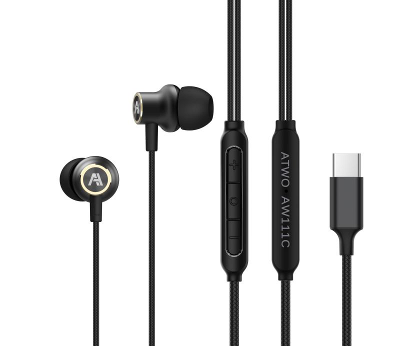 ATWO AW111C USB-C チタン製ドライバー ゲーミング有線イヤホン カナル型 ハイレゾ対応 重低音 – Android・PC・Switch対応