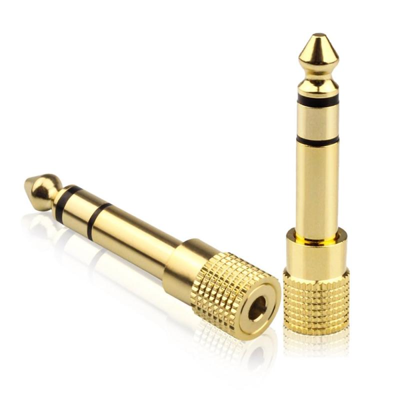 3.5mm 6.35mm 変換アダプタ ステレオミニプラグ 変換 【 3.5mm(メス) to 6.35mm(オス) 】24K金メッキコネクタ 電子ピアノ、イヤホン、ミキサー、プレーヤーなどに対応 (2個)