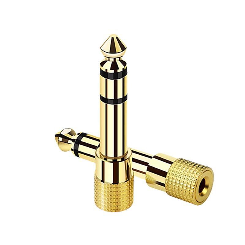 ステレオミニプラグ 6.5mm（オス） to 3.5mm（メス） 変換アダプタ オーディオケーブル 3極 金メッキ ギター本 スピーカー台 MP3 MP4 ノートなどの対応（2個）