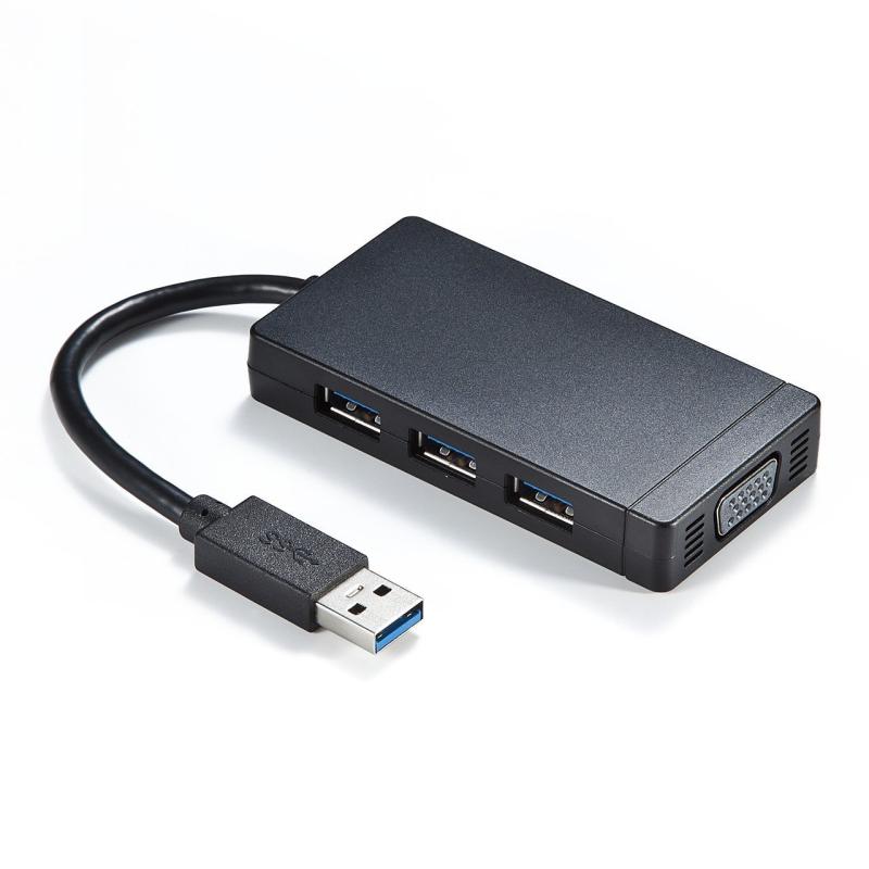 サンワダイレクト USB3.0 VGA 変換アダプタ USB3.0ハブ付 1080p対応 ディスプレイ増設 デュアルモニタ ディスプレイアダプタ 400-HUB026