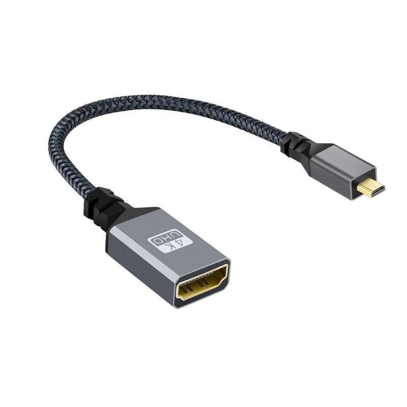 Micro HDMI to HDMI変換アダプタ Micro HDMI to HDMI変換ケーブル Type D（オス）-Type A（メス）延長ケーブルナイロン編み メッキコネクタ 高耐久性 伝送安定 3D/4K@60Hz 対応カメラ/プロジェクタ/G