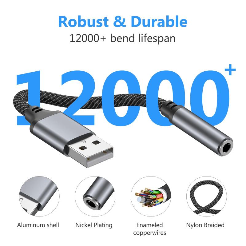 USB to 3.5mm オーディオ 変換アダプタ 変換ケーブル USB外付け サウンドカード4極（TRRS）/ 3極（TRS）変換 イヤホン Windows/Mac OS/PS4/PS5/Linux/Chromebook等対応