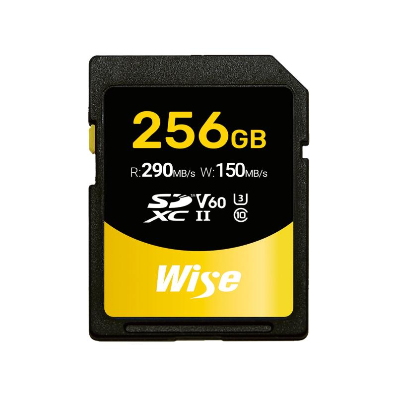 Wise SDXC UHS-II メモリーカード SD-Sシリーズ 256GB Class10 V60 UHS-II対応 読取り290MB/秒、書込み150MB/秒高解像度ビデオや高画質RAW画像の撮影用・データ蓄積用として各種コンピュータ機器用ストレージメディアとして