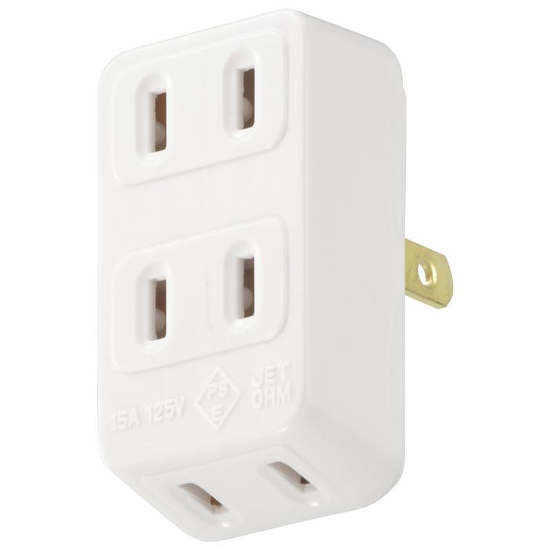 オーム(OHM)オーム電機 電源タップ 3口L型タップ 白 コードなし HS-HL3/W 06-5381