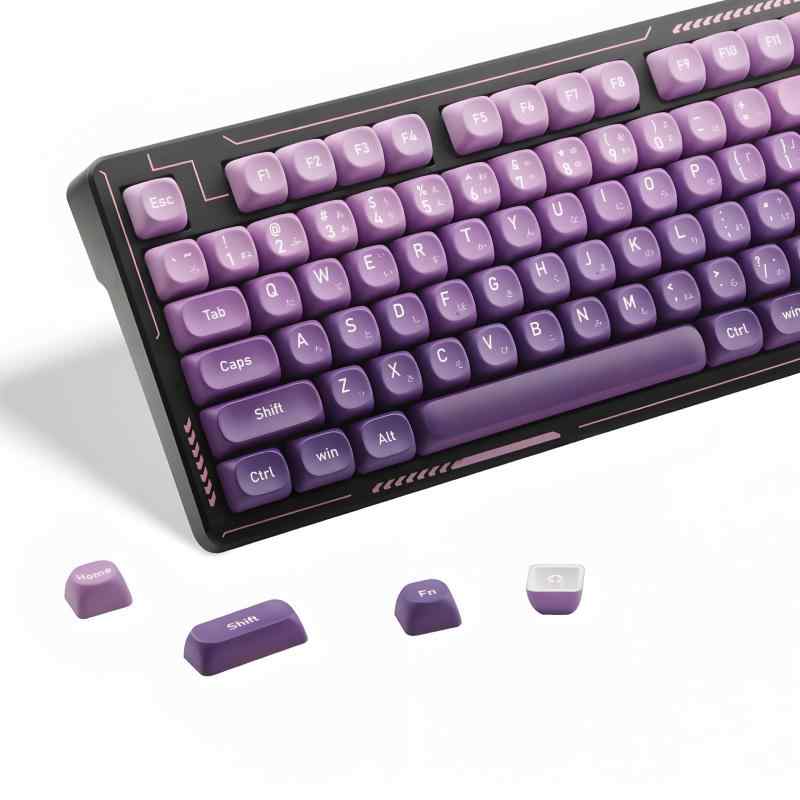 134Keys Japanese Keycaps Gradient Purple PBT Keycaps MOA Profile 5 Side Dye Sublimation DIY Keyboard Key Cap for Cherry Gateron