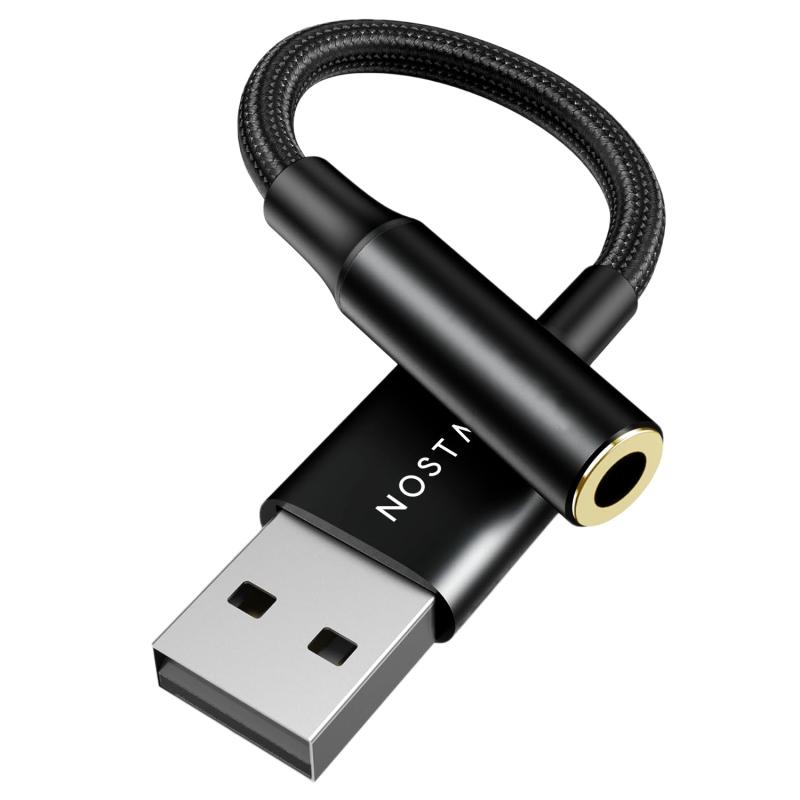 NOSTALSIC USB オーディオ 変換アダプタ USB2.0 to 3.5mm イヤホンジャック 変換 外付け サウンドカード DAC搭載 24bit/96KHz対応 4極 TRRS Windows/Mac OS/PS4/PS5/Linux/Chr