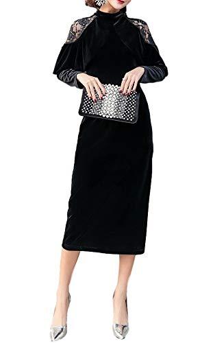 [scion＆co] [シオン] ワンピース ベロア フォーマル 高級 レース 結婚式 パーティー お呼ばれ 二次会 セミフォーマル 黒 ブラック レディース