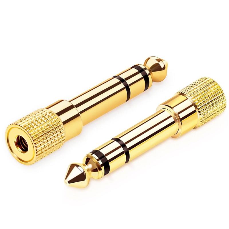 3.5mm 6.35mm 変換アダプタ ステレオミニプラグ イヤホンジャック 変換 プラグ 24K金メッキコネクタ 3.5mm to 6.35mm 変換プラグ ヘッドホン/アンプ/電子ピアノ/イヤホン/ミキサー/プレーヤーなどに