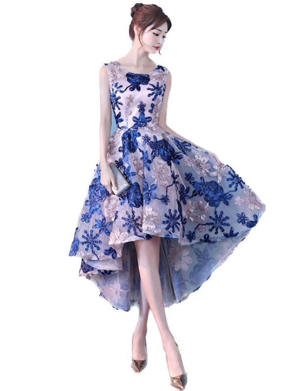 [EightSTAR Dress] パーティードレス ピアノ発表会 ドレス 大人 結婚式ドレス Aライン お呼ばれ ワンピース 刺繍 フィッシュテール ノースリーブ 20代 30代