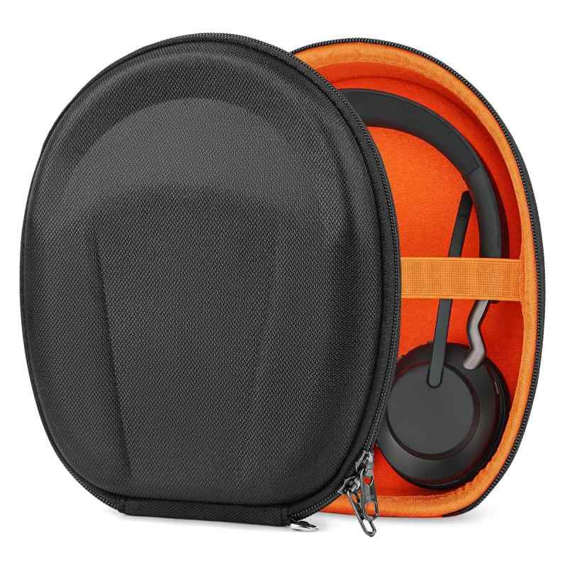 Geekria Shieldケース Jabra Evolve2 75、Evolve2 65、Evolve2 55、Evolve2 50、Elite 45hケース、交換用保護ハードシェルトラベルキャリーバッグ、ケーブル収納付き