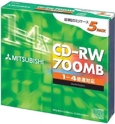 CD-RW - 三菱化学 SW80QU5 CD-RW 700MB 5枚 スリムケース入り