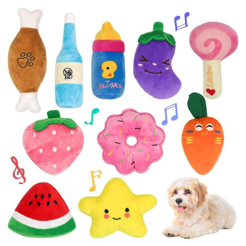 Hreaiaps 10点セット入り 犬のおもちゃ 犬噛むおもちゃ 音が鳴る ぬいぐるみ 可愛い 犬用 おもちゃ ペット用品 運動不足解消 ストレス発散 面白い 綺麗 安全 丈夫 耐久性 犬 猫 歯磨き 投げるお