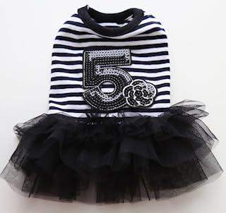 S＆K 犬 猫 服 女の子 ペット服 春夏用（XS～XLサイズ展開）ボーダー ワンピース チュールスカート 防虫 UVカット 涼しい ワンコ服 小型犬 中型犬