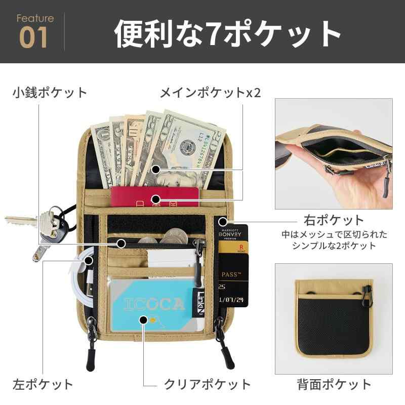 [Link-N] パスポートケース 首下げ 薄型 【ミニマルサイズ】 セキュリティポーチ スキミング防止