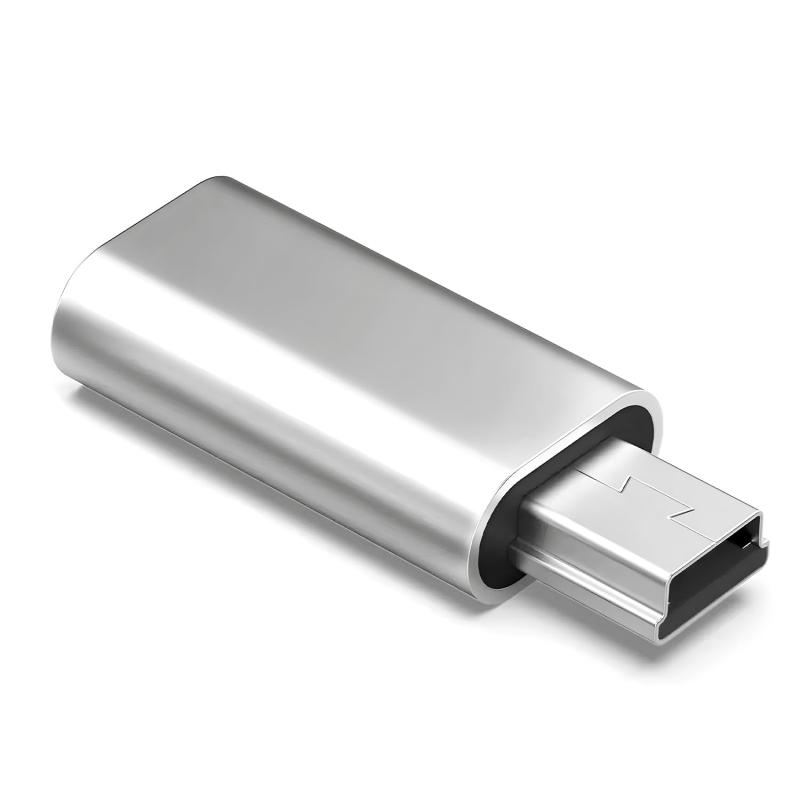 USB C to ミニUSB 変換アダプタ シルバー/ブラック 充電＆データ転送対応 即挿即用 転送安定 ロス低減 USB Mini-Bオス変換 コンパクト設計