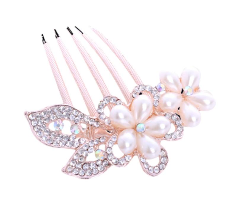 ［ドナリー］簪 櫛かんざし 髪飾り ヘアピン ヘッドドレス 髪留め ゴールド ウェディング パール ビジ..