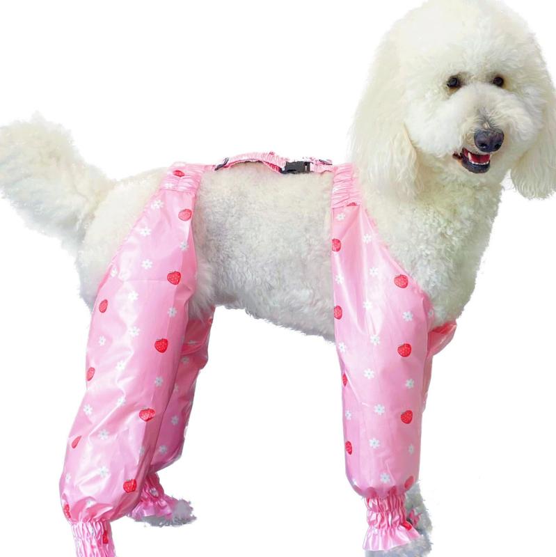 FLUFFYPET 大型犬用 犬服 おしっこの飛び散り 汚れ防止 足カバー プレミアム いちご小花
