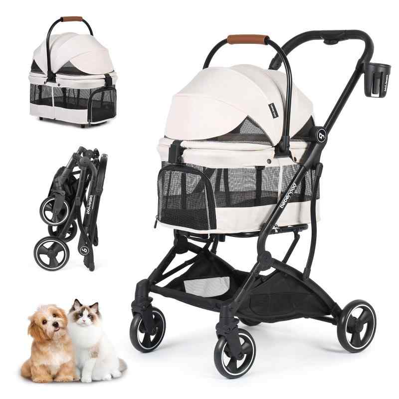 BEBEROAD PETS T3 ペットカート 分離型 小型犬 折りたたみ 4輪 前輪360°回転 犬用バギー 犬用ベビーカー 多頭用 小型犬 中型犬 ペット キャリーカート いぬ用ワンタッチ 折りたたみ 後輪ブレーキ
