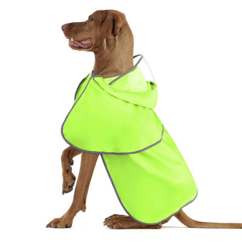 Illumifun 犬用レインコート - 防水 防風 犬ドッグカッパ ポンチョ梅雨対策 透明帽子付き 着脱簡単犬用レインコート反射性犬服調節可能なペットジャケット 軽量 散歩用 小型犬 中型犬 大型犬