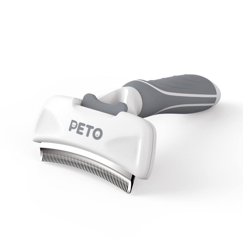 PETO ペット用 ワンプッシュ・ブラシ 犬猫用 抜け毛取りブラシ 毛玉ケア 痛くない ステンレス製 人間工学グリップ 小型犬 中型犬 猫 トリミング グルーミング 換毛 お手入れ用品