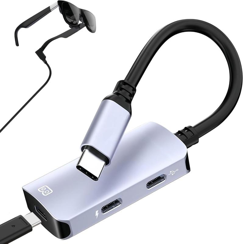 USB C to xreal One 充電/プレイ アダプター XREAL Air 2 Pro/AR/XRグラスを使いながらデバイスの充電が オーディオとビデオの同期/Steam Deck,S-witch,ROG Ally,i-Phone 16/15,A