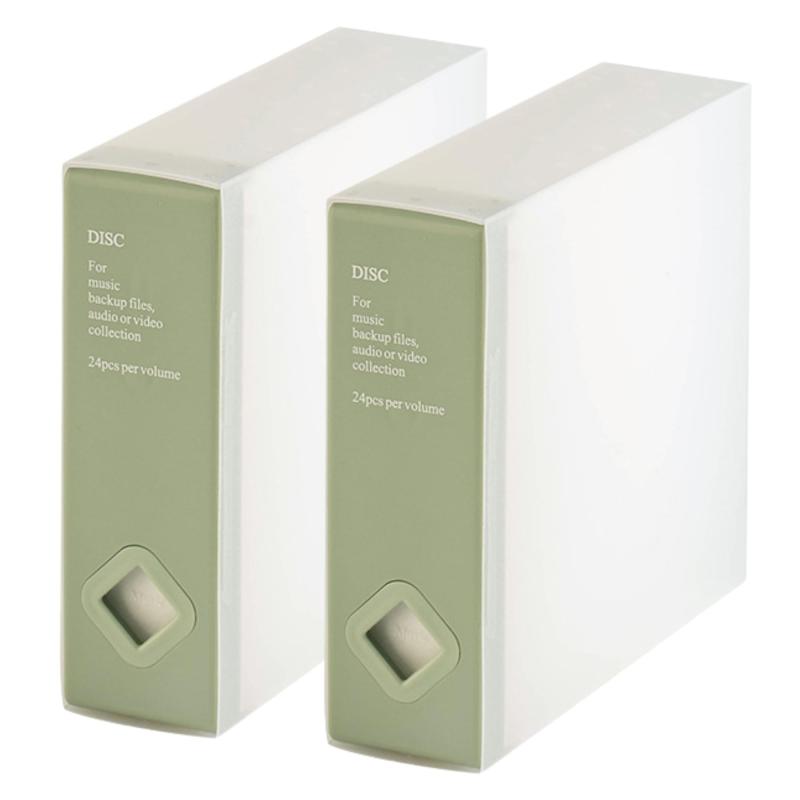 BenQ - NASSIA 2個セット DVD・CD収納ボックス 24枚収納可能 大容量 収納ケース 無地 インテリア プレセント