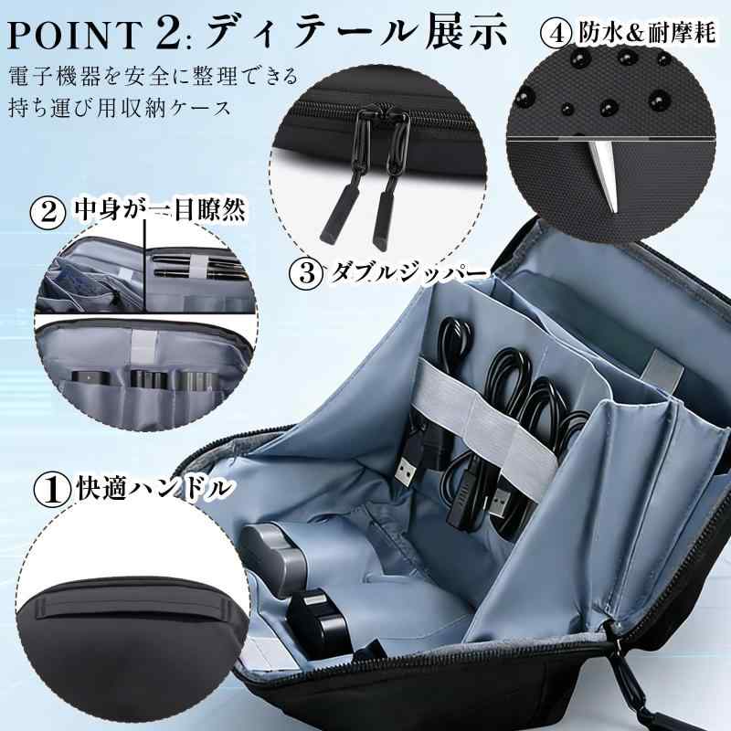 Senteria ガジェットポーチ メンズ ガジェットケース 防水 大容量 ツールポーチ 180°全開 軽量 マジックバンド ケーブル 小物 化粧ポーチ 旅行 トラベル 出張 通勤 通学 レディース remake-buddy-10723222 リメイクバディー サンプル画像3