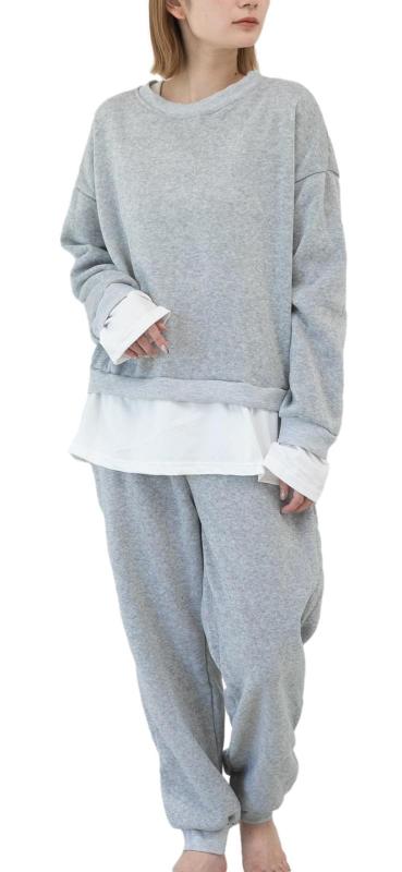 Rakuten - [1/2plus] スウェット 上下 セットアップ レディース トレーナー ジャージ 風 セット 長袖 トップス パンツ ルームウェア カジュアル スポーティ おしゃれ M〜XXL