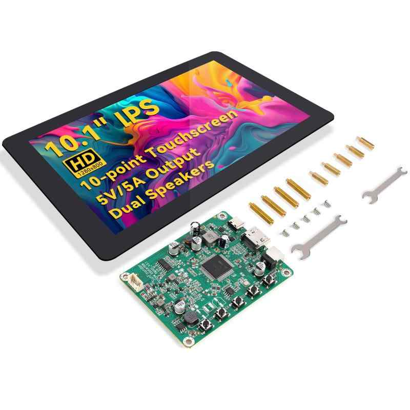 SunFounder 最新10インチDIYタッチスクリーン オールインワンソリューション（Raspberry Pi 5対応）IPS HD 1280×800 LCD、5.1V/5A出力内蔵、HDMI、10点マルチタッチ、ドライバ不要、スピーカー搭載（Ras