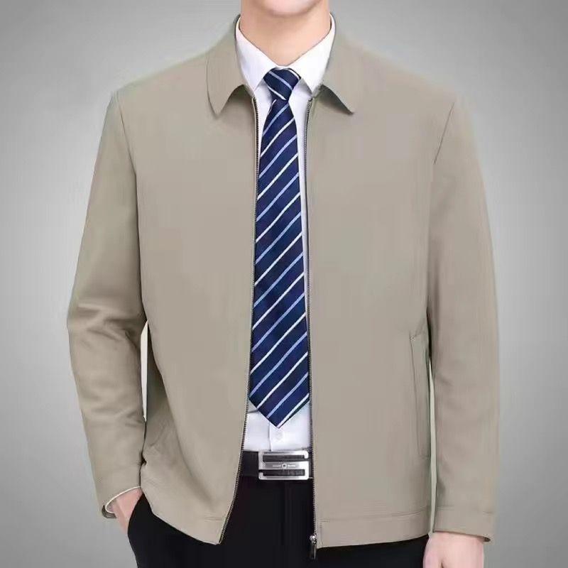 樂天商城 - メンズ ジャケット 春夏 翻領 長袖 薄手 合体型 ラップ 耐磨 ポリエステル スパンデックス 側ポケット 直裾 黒 ネイビー カーキ 日常使い 軽量 快適 韓国風 トップス コート シャツ