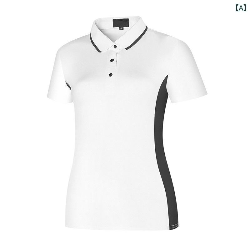 レディース 高爾夫 POLOシャツ 修身 透気 短袖 Tシャツ 排汗 速乾 弾力 快適 ミルクシルク ポリエステル 白 黒 ランニング シューティング フットボール バスケットボール テニス ゴルフ 春夏 秋