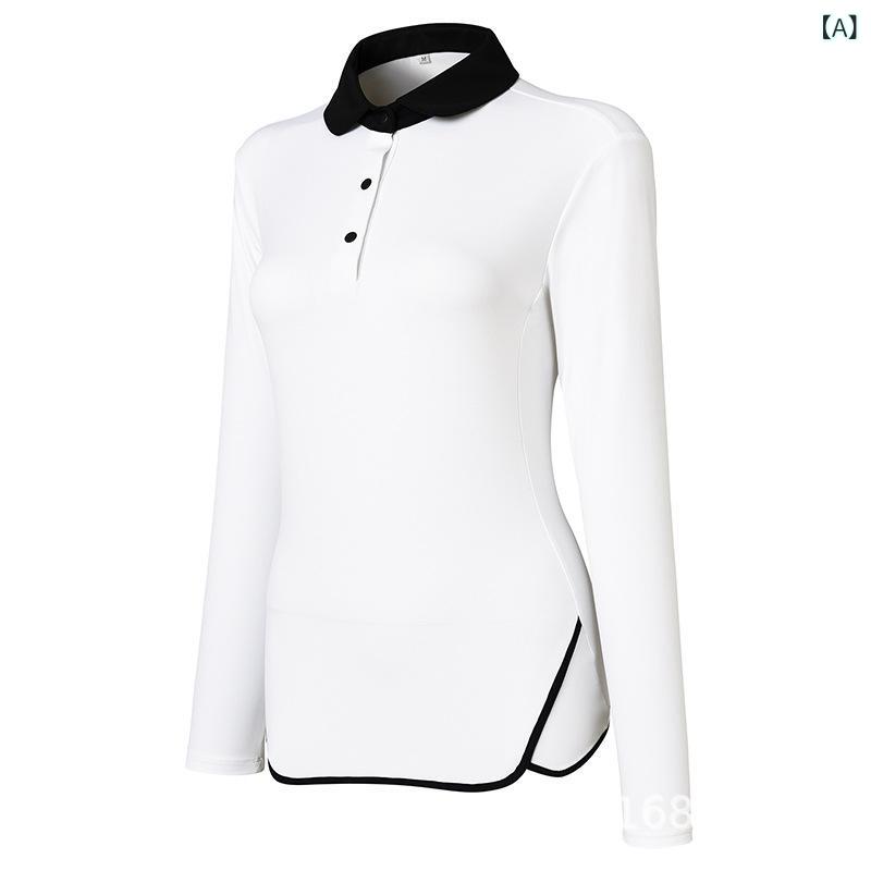 Untitled Sport - ゴルフウェア レディース 長袖 POLO シャツ 修身 春秋 速乾 透気 化繊混紡 ニルロン 90% ライクラ アウトドア フィットネス ランニング 白色 浅緑 紺色