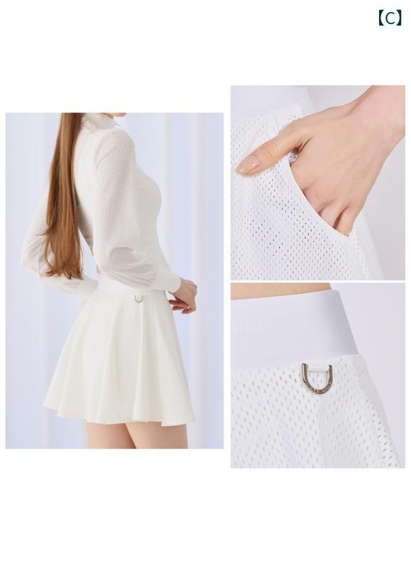 レディース 長袖 テニス服 ゴルフ トップス 羽毛球 シャツ 防晒 透け感 立襟 ポリ...