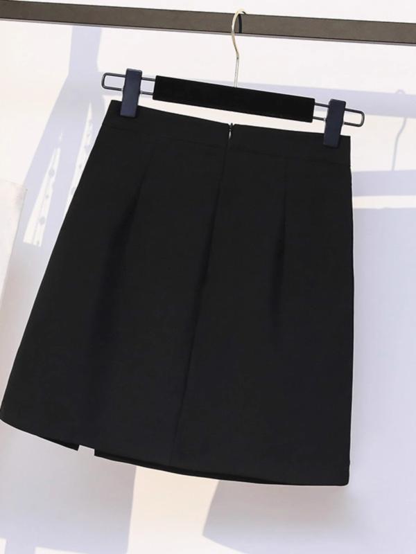 Skirts - スカート レディース 中長丈 半身スカート Aライン 高腰 顯瘦 秋季 軽熟風 松緊腰 ポリエステル 微彈 快適休闲 私服 黒 切り替え 軽量 伸縮性 通勤用 普段使い 秋冬