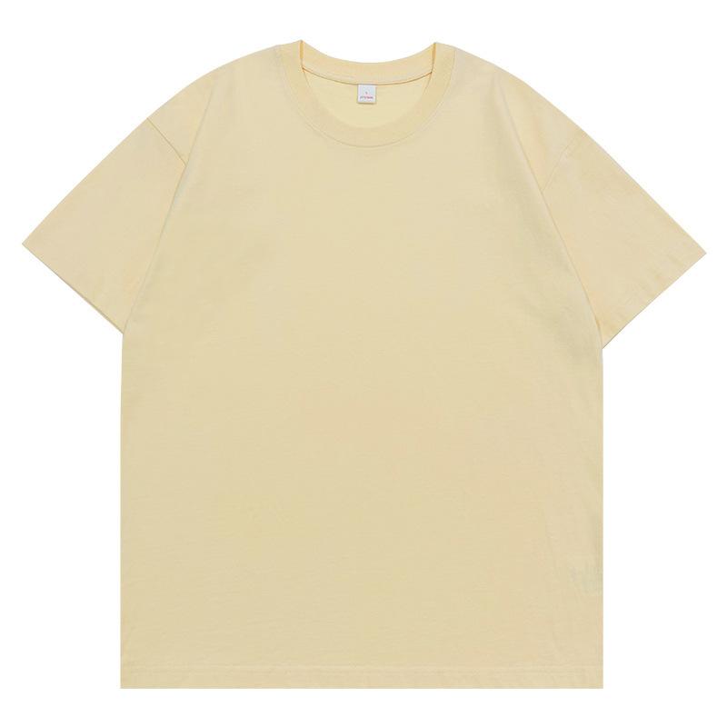 樂天商城 - メンズ Tシャツ 落肩袖 短袖 丸首 コットン 100% 厚手 260g 純色 ゆったり 透気 吸湿速乾 夏 白色 黒 赤 ピンク ブルー グループウェア カスタムプリント 青少年 成人 男性用 軽熟 カジュアル 都市スタイル 24-35歳
