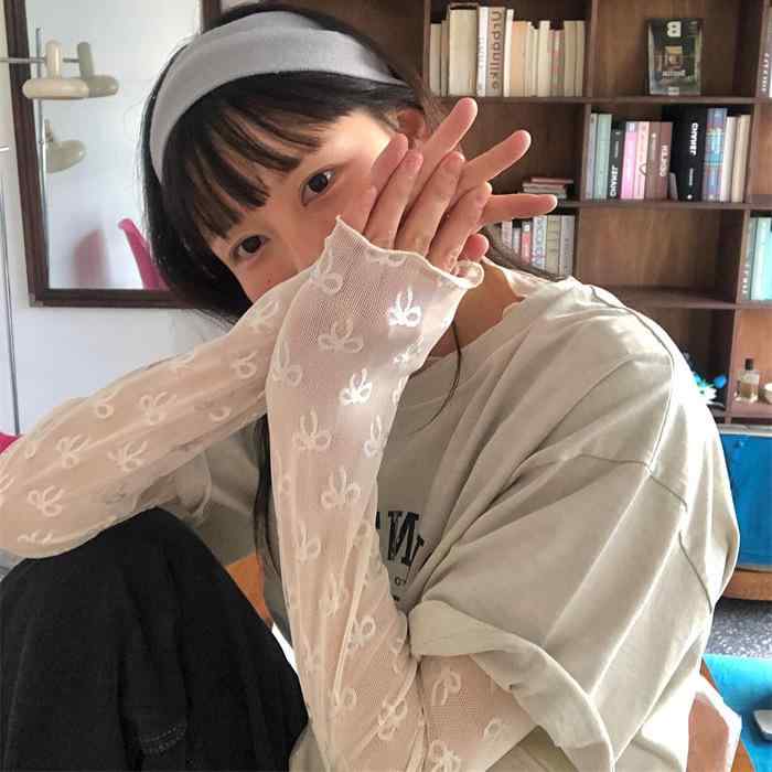 Tシャツ レディース 長袖 カットソー 春夏 蝴蝶結 網紗 ストレッチ インナー 可愛い 韓国風 日系