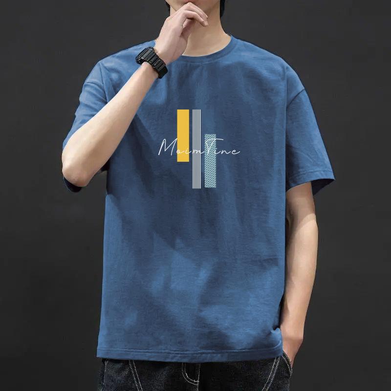メンズ Tシャツ 短袖 丸首 ゆったり 半袖 トップス 韓国風 学生服 トレンド 薄手 夏用 速乾 高弾性 クーリング ポリエステル 混紡 ストライプ柄 プリント カラフル 白 黒 ベージュ 青 無地 笑顔柄 ロゴ柄 文字柄 休闲 カジュアル 日常使い