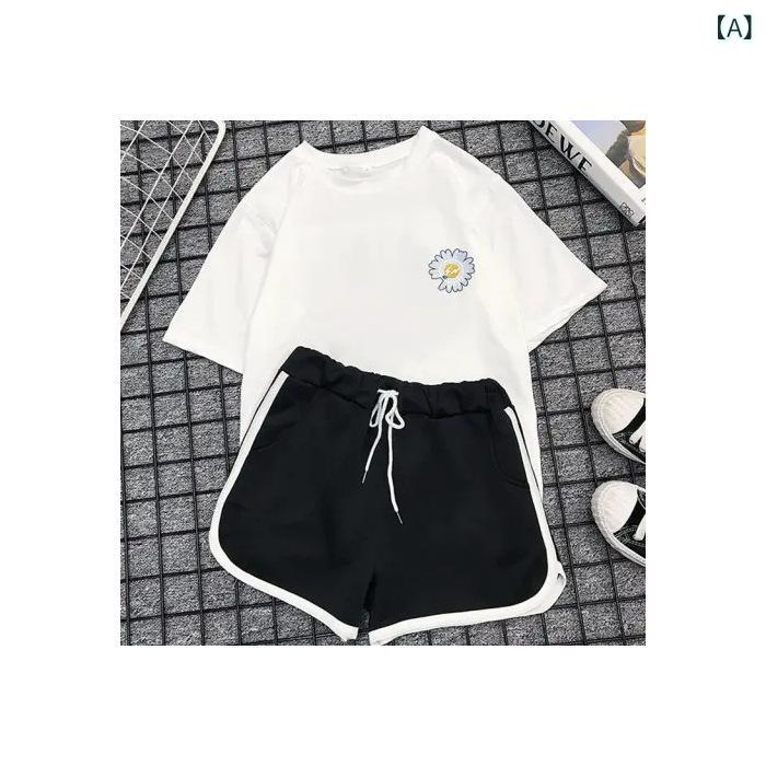 Rakuten - レディース セットアップ 夏 トップス ショーツ 雪尼尔 アセテート繊維 伸縮性 ゆったり クロップドパンツ 無袖 プリンセススリーブ かわいい 私服 女性用 日常 スポーツ 学生 通学 白色 黒