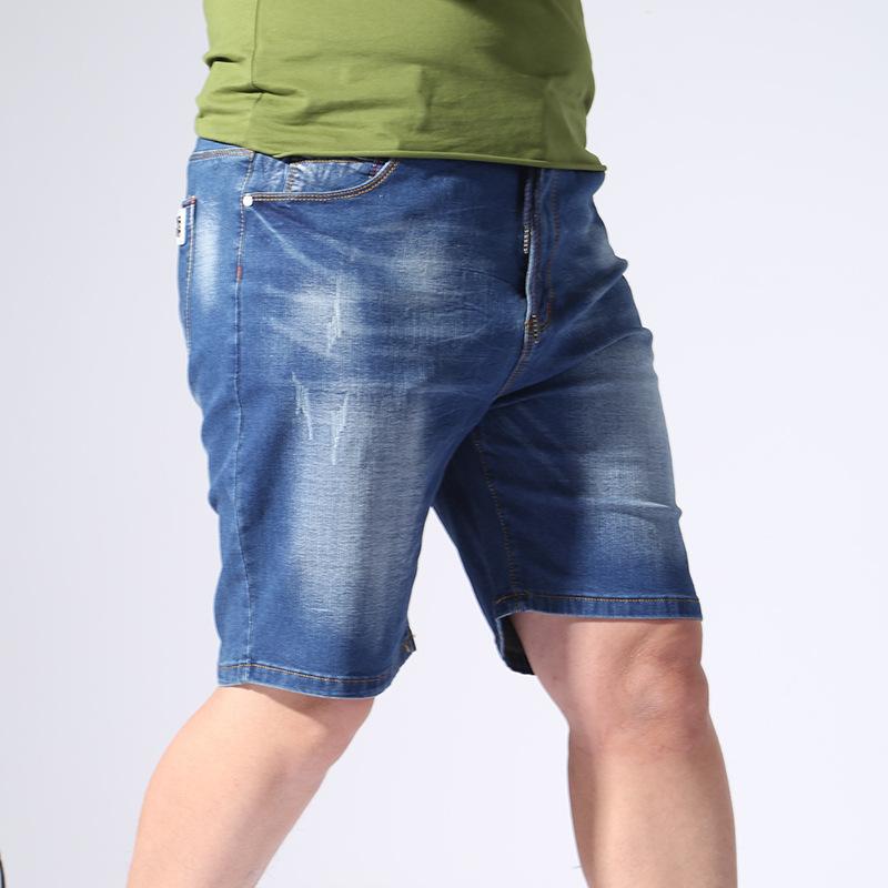 メンズ デニム ショーツ 直筒型 高弾力 綿素材 夏用 日常使い 薄手 大きいサイズ 肥大対応 中腰 面ファスナー 洗い加工 猫須加工 水洗..