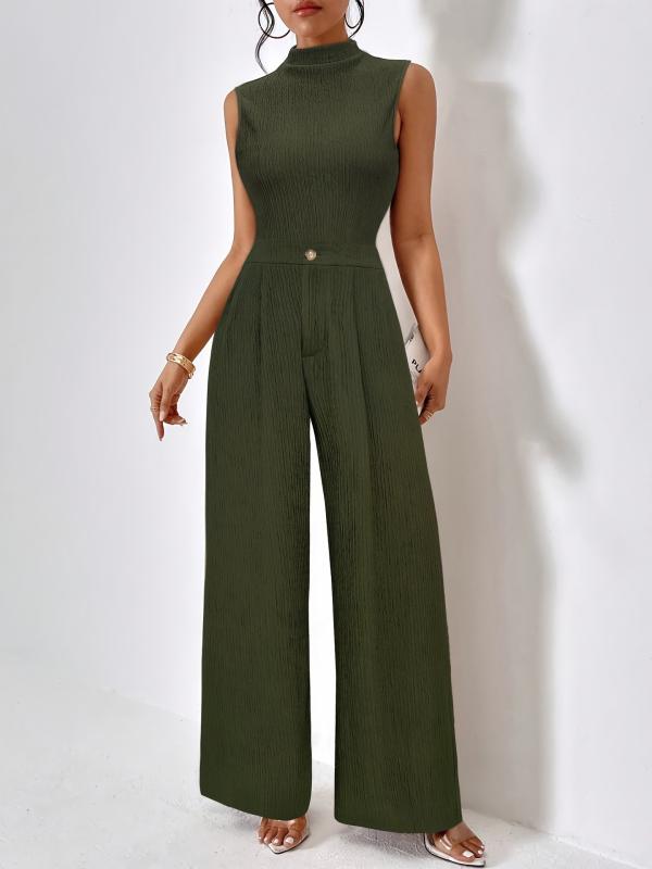 ・カラー: オリーブグリーン・素材: ポリエステル92%、スパンデックス8%・重量: 547g・サイズ展開: S、M、L、XL・スタイル: 通勤・パンツ丈: ロング・流行要素: ボタン・加工: ジャカード・カテゴリ: セットアップ・性別: 女性・袖丈: ノースリーブ