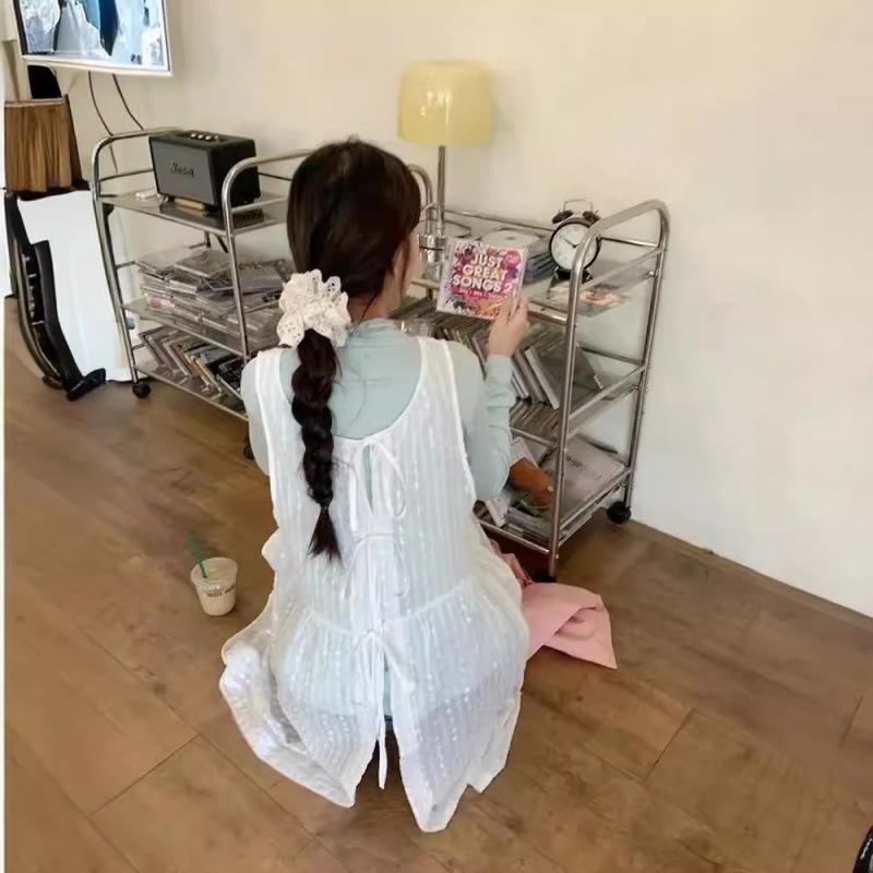 レディース セットアップ 透け感 レース ロング ワンピース 背心 ス...