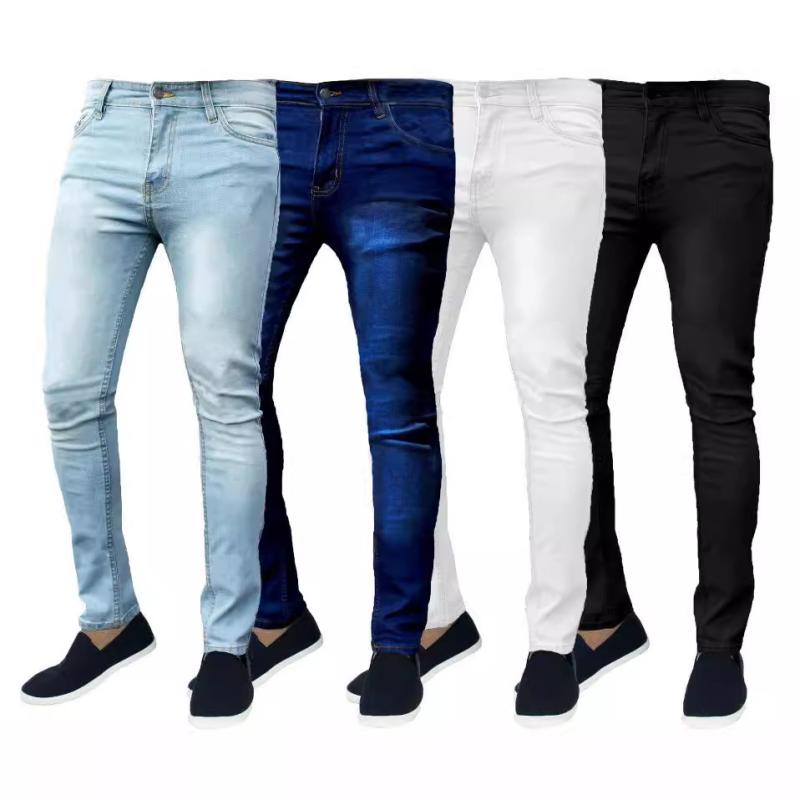 Rakuten - メンズ デニムパンツ ストレッチ スリムストレート ミッドライズ ジップフライ 水洗加工 コットン 70% 深色 ライトブルー ブラック 長丈 マイクロストレッチ 通勤 日常 外出 オールシーズン シンプル 基本 青少年 成人 ゆったり 快適 耐久