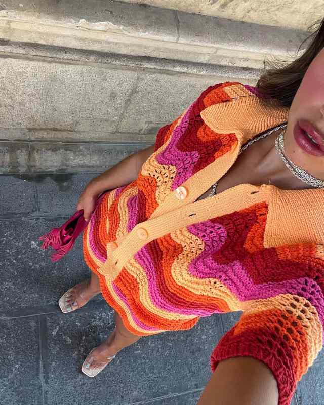 レディース ニット セットアップ ポロシャツ 半身スカート 針織 切り替え 網目 デ...