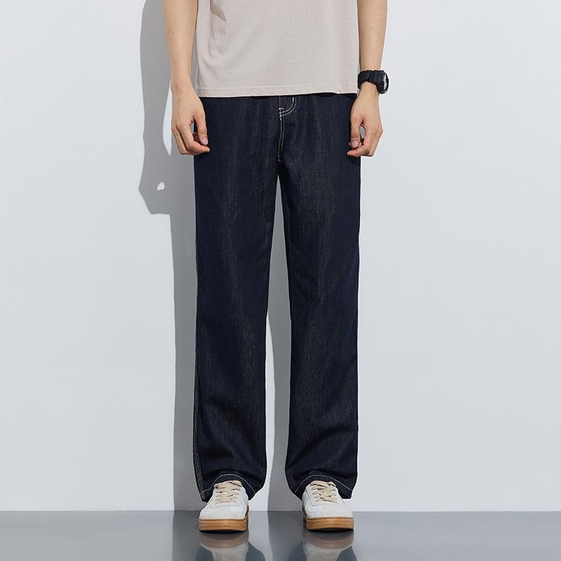 メンズ 牛仔パンツ 薄手 直筒 ロン�