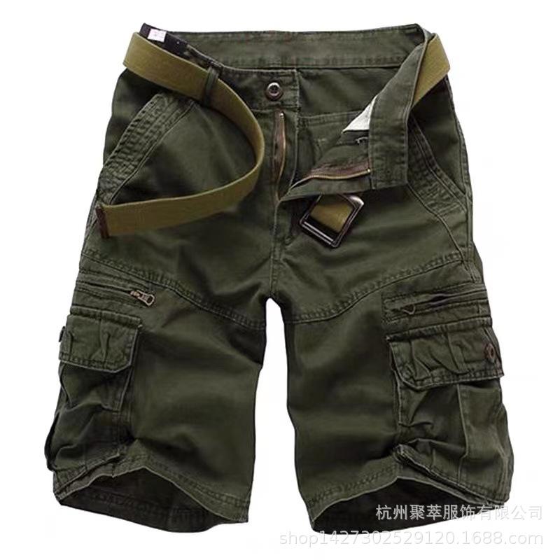 メンズ ショートパンツ 工装 七分丈 ミリタリー カーゴパンツ 多ポケット 綿100% 耐磨 黒 グレー ミリタリーグリーン ベージュ オール..