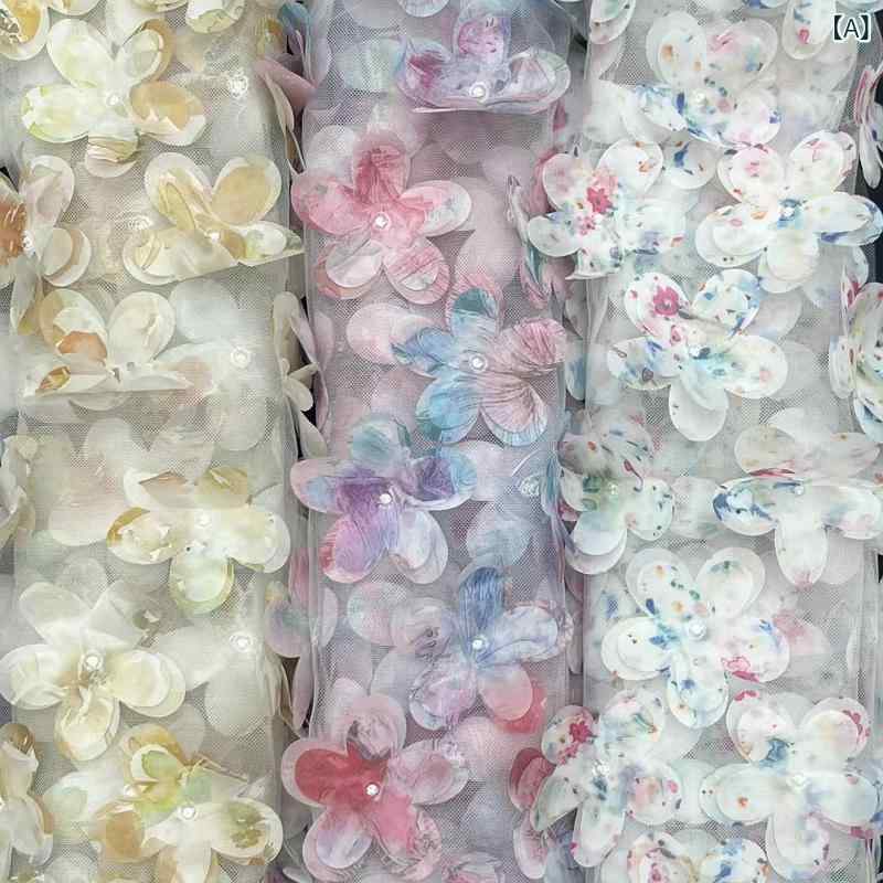 樂天商城 - 生地 立体刺繍 梅花柄 プリント レース ネット素材 ワンピース チャイナドレス 大衣 舞台服 ホームウェア インナー スリップ 春夏 植物モチーフ 現代風 黄色 紫 白色 ポリエステル 軽量 幅広 125cm 立体二重層 装飾布 用途多 時尚