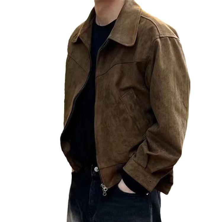 メンズ ジャケット 翻領 野球服 男性用 ワイドフィット 春夏 トレンド ソリッドカラー シンプル 暖かみ コットン ポリアエステル 長袖 ..
