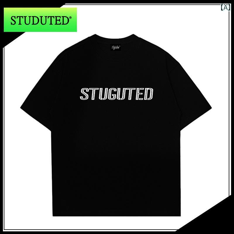Rakuten - メンズ Tシャツ 短袖 胸元 大きめ ロゴ プリント ゆったり シルエット 綿素材 吸湿速乾 透気性 快適 夏 春 黒 グレー ベージュ ブルー デニム スタイル ゆったり トップス 丸首 袖 通常 形状 ロゴ パターン プリント 加工 休闲 シーン 青