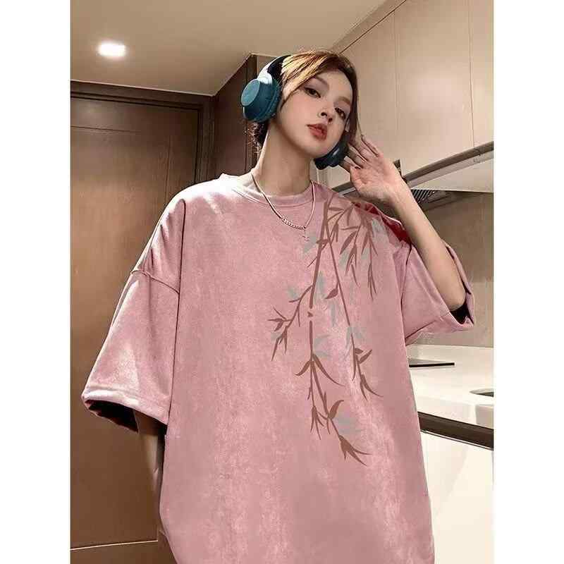 乐天商城 - メンズ Tシャツ 短袖 丸首 ゆったり 大きいサイズ 香港風 鹿皮風 シャツ トップス 黒 緑 灰 日常 防皺 ポリエステル 混紡 幾何学柄 印花 直筒 夏 春夏 伸縮性 軽量 吸湿速乾